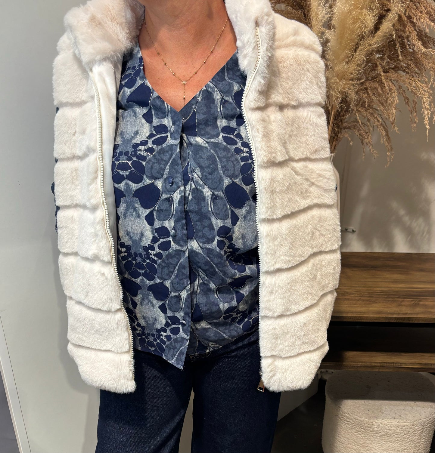 Fausse fourrure zippée